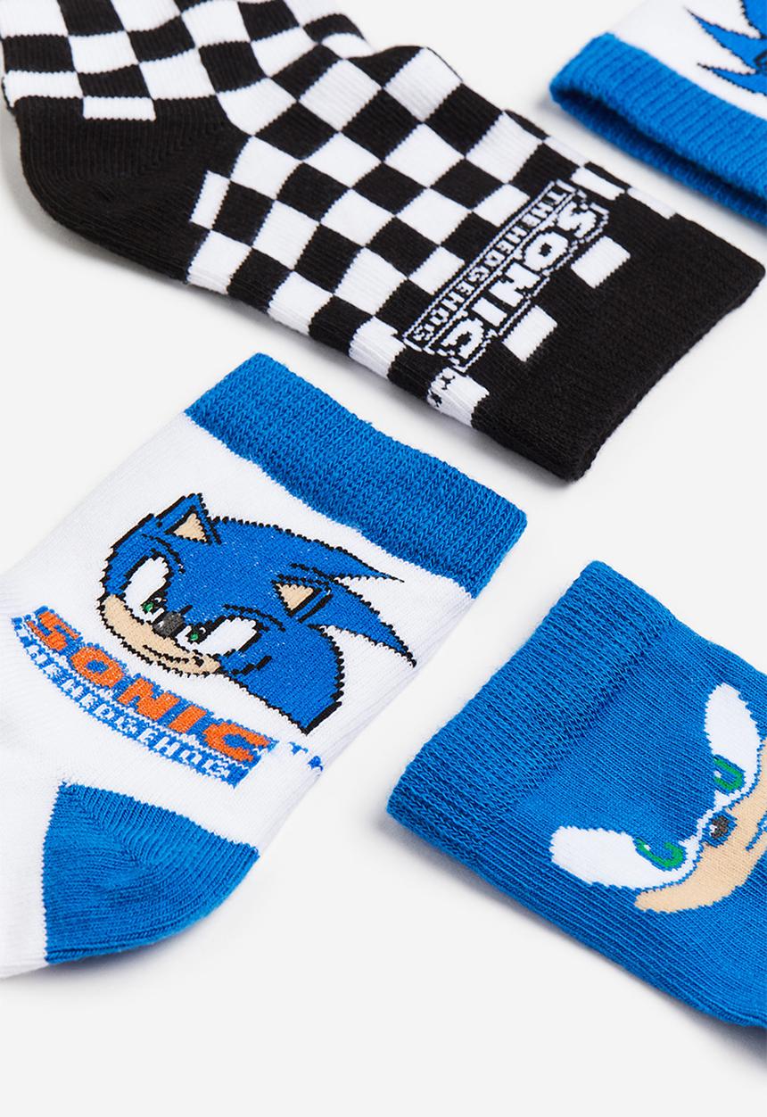 H&M - 5-Pack patterned socks - bright blue & sonic the hedgehog