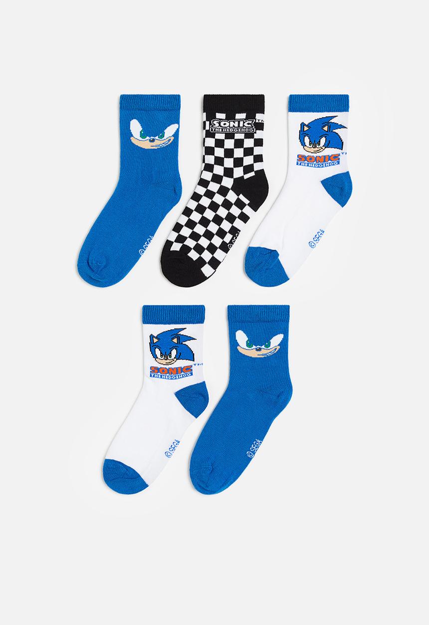 H&M - 5-Pack patterned socks - bright blue & sonic the hedgehog