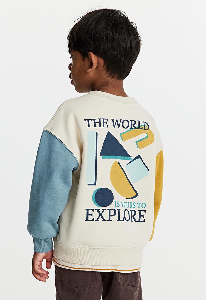 H&M - Oversized sweatshirt - cream & block-coloured 