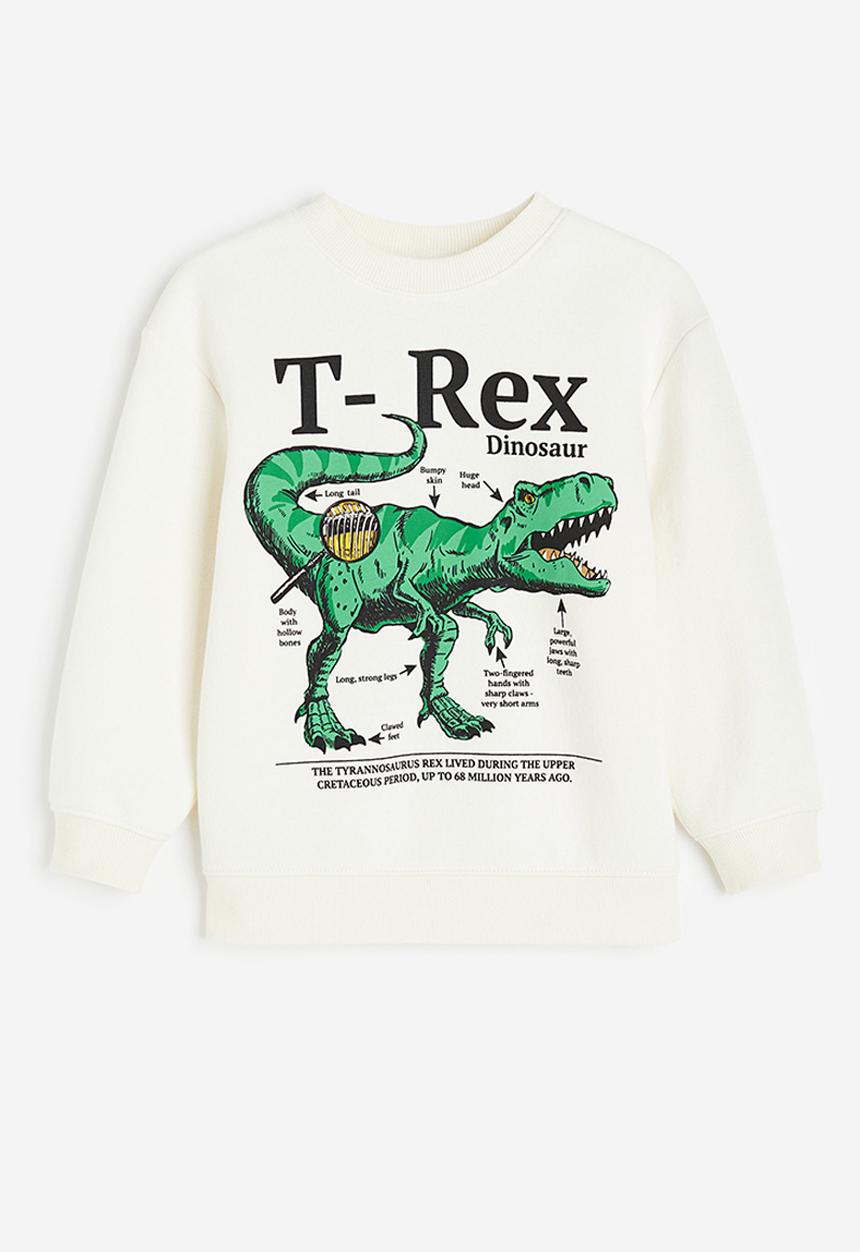H&M - Sweatshirt - white & tyrannosaurus rex