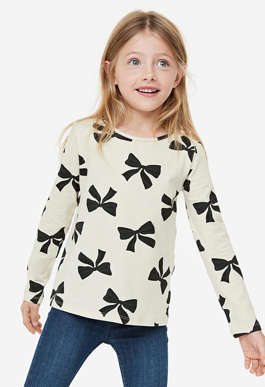 H&M - Printed jersey top - white bows
