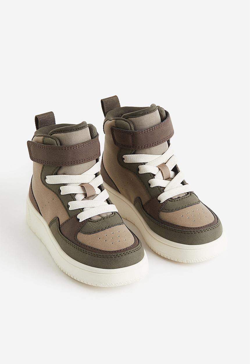 H&M - Hi-top trainers - khaki green & block-coloured