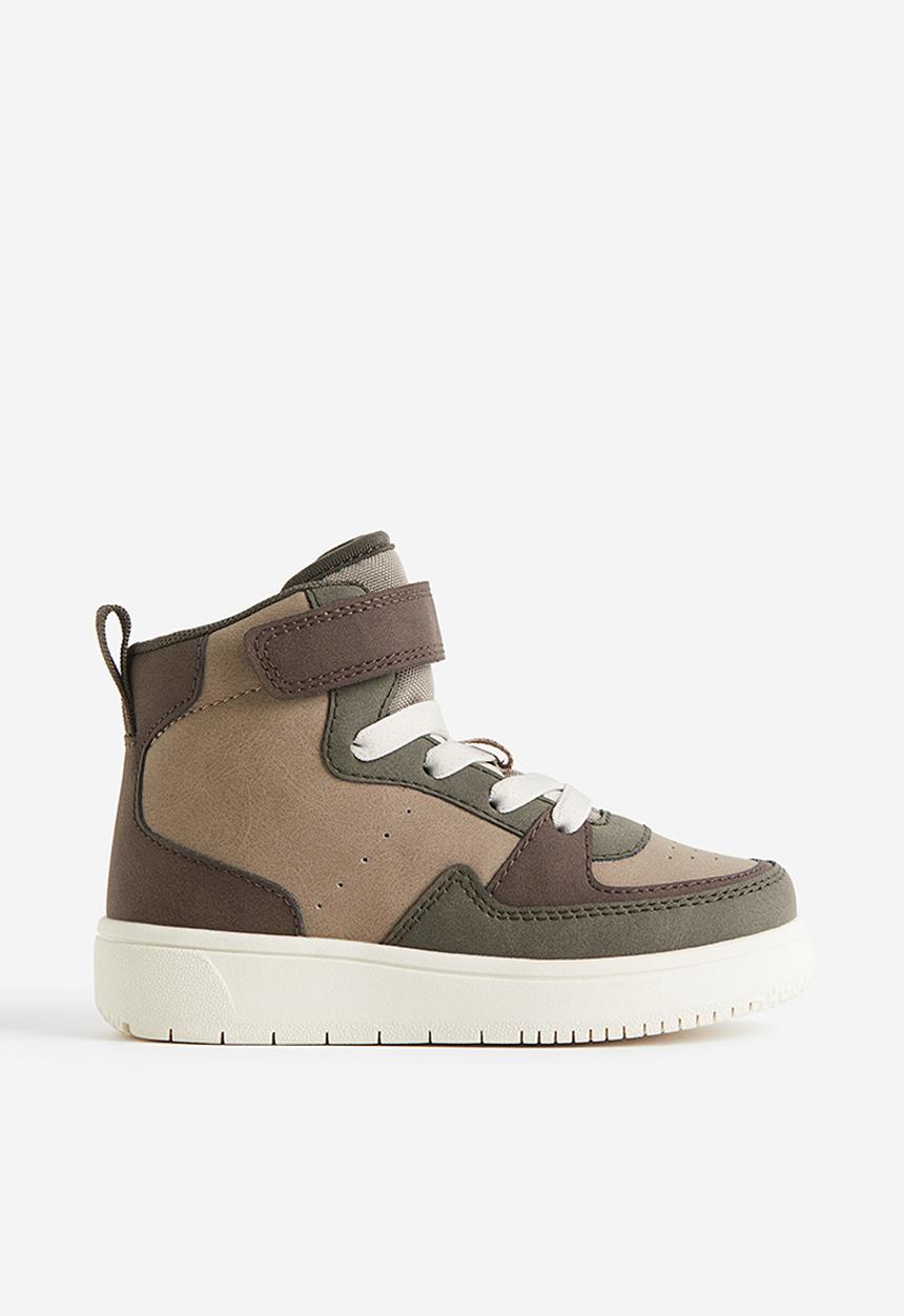 H&M - Hi-top trainers - khaki green & block-coloured