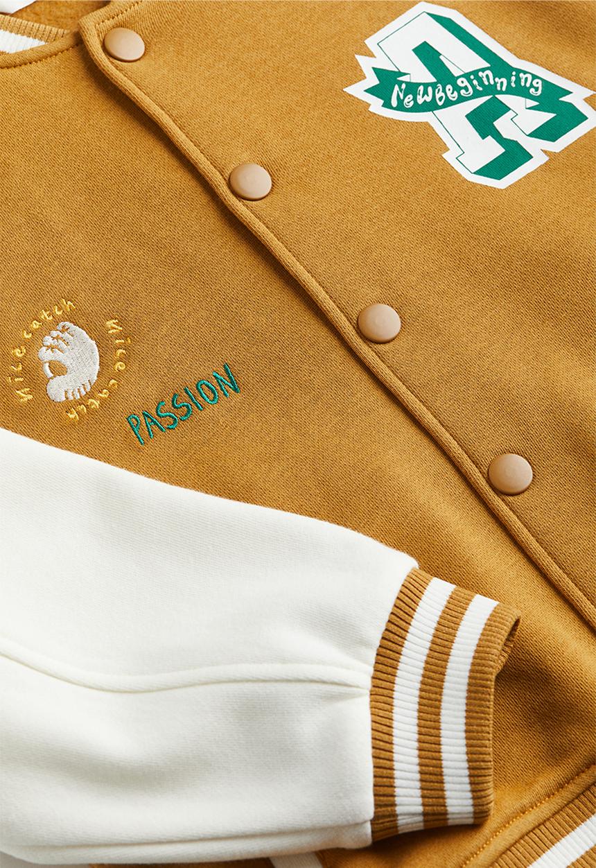 H&M - Motif-detail baseball jacket - dark beige & passion