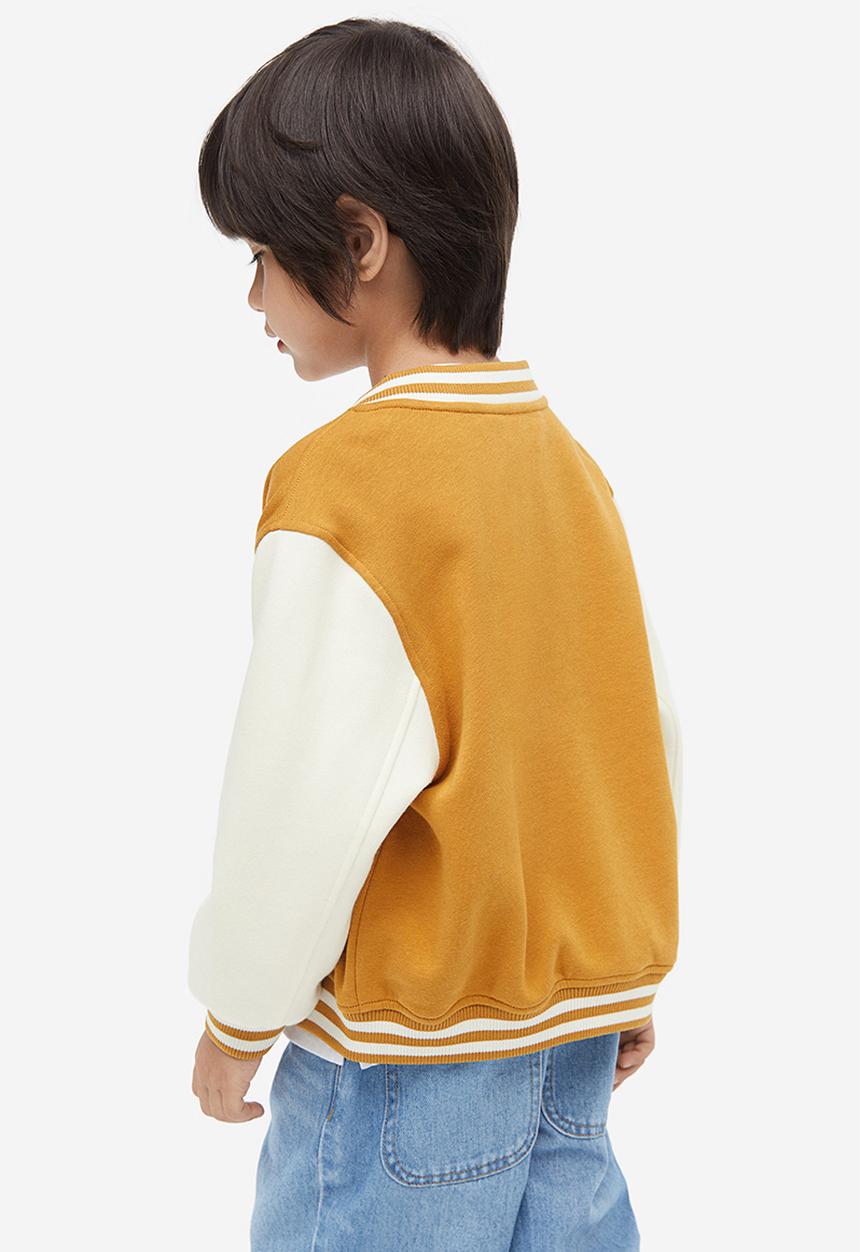 H&M - Motif-detail baseball jacket - dark beige & passion