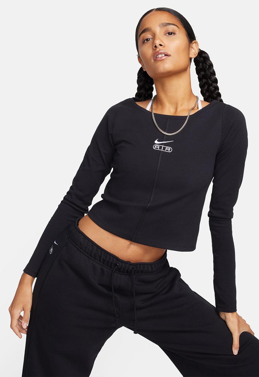 Nike - W nsw air long sleeve top - black/white