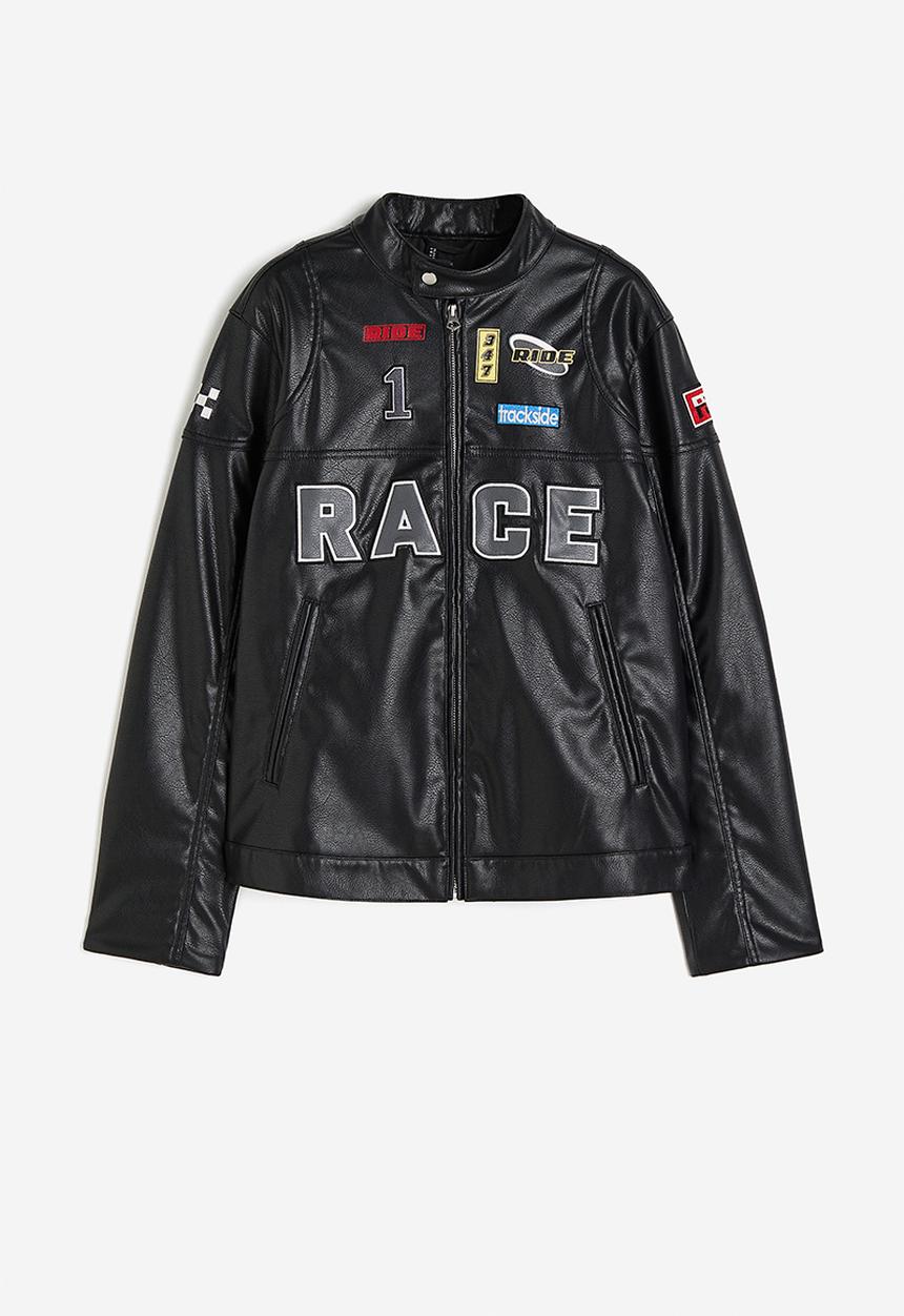 H&M - Motif-detail racer jacket - black