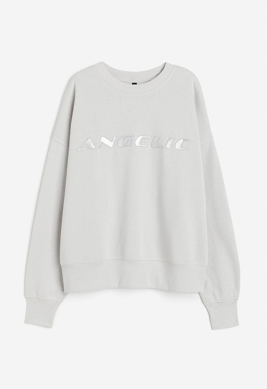 H&M - Oversized motif-detail sweatshirt - light grey