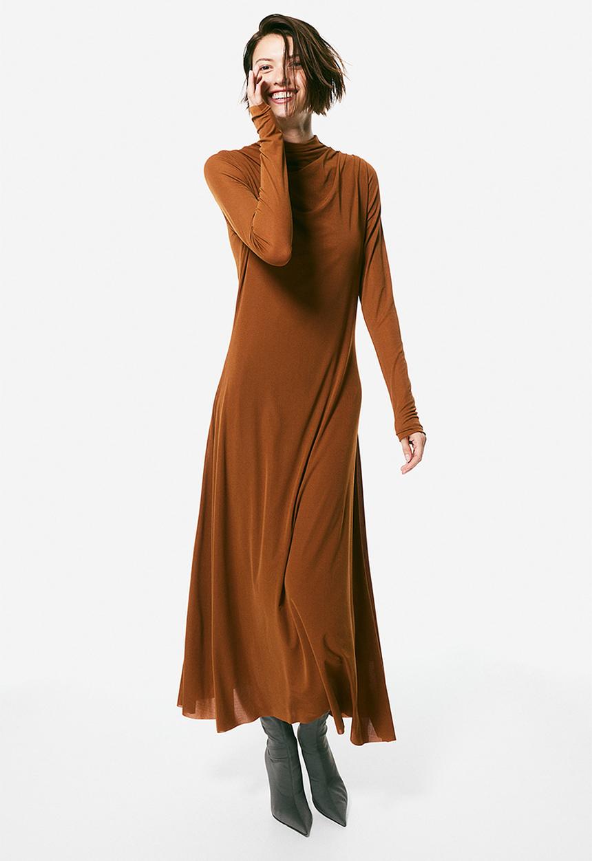 H&M - Jersey turtleneck dress - brown