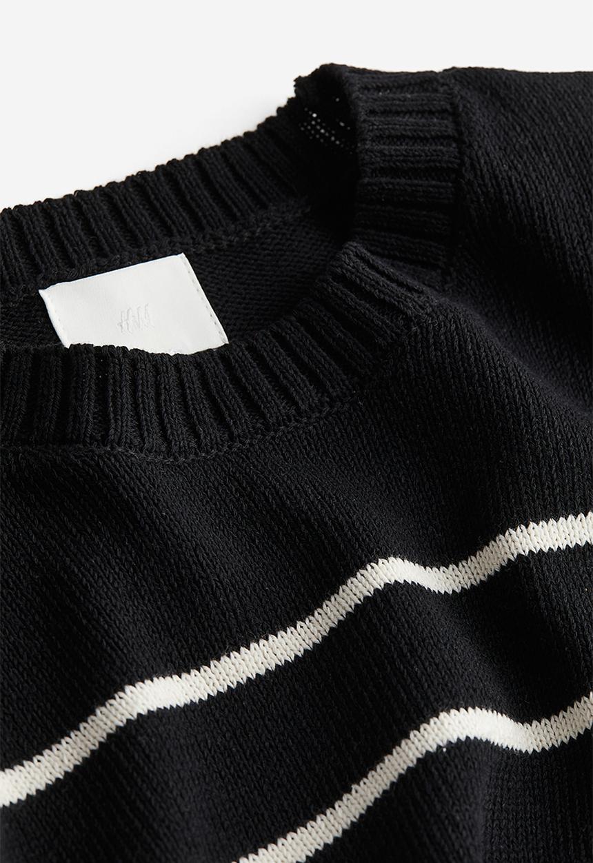 H&M - Knitted shoulder-pad top - black & white
