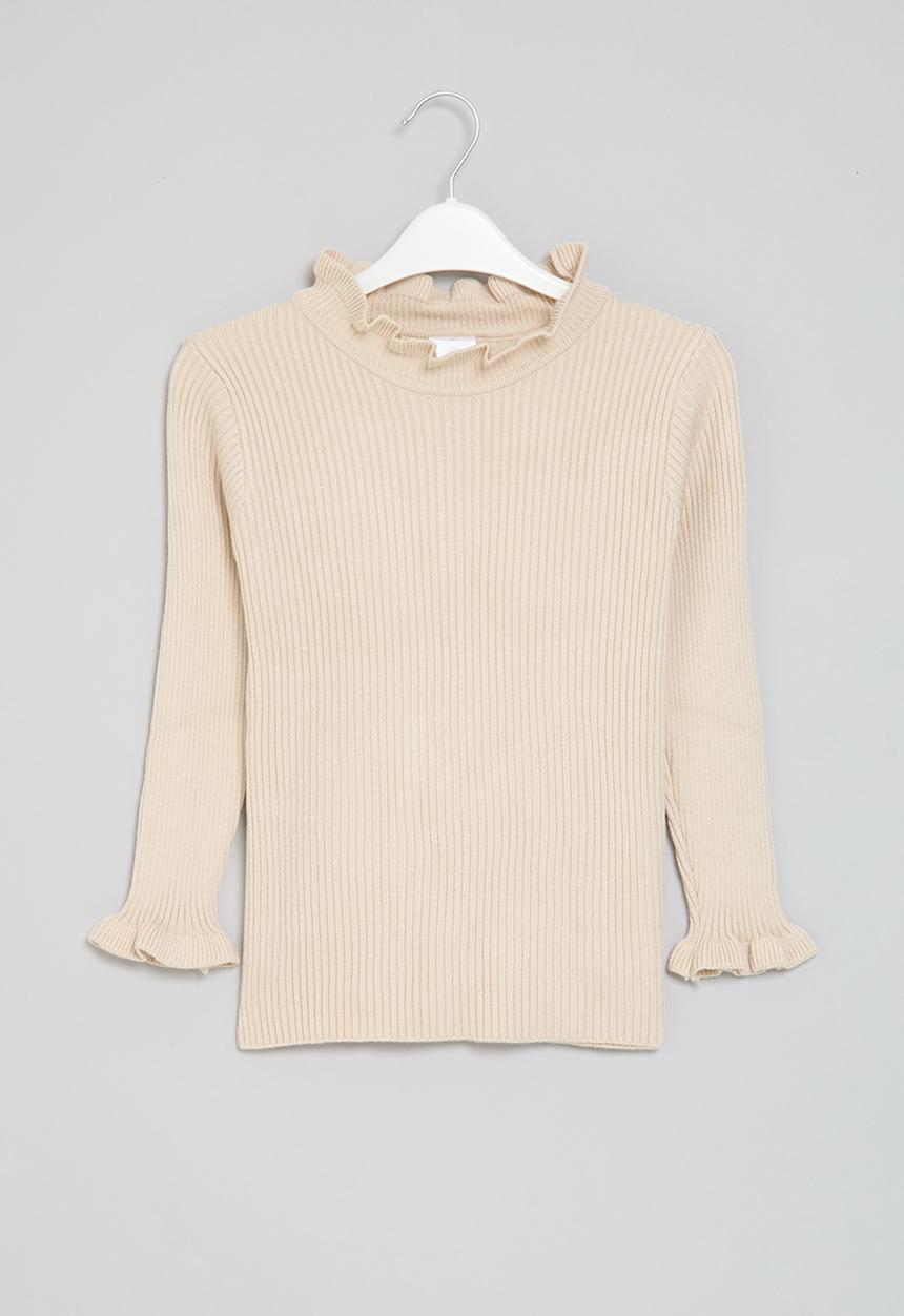 Pop Candy - Frilled poloneck - beige
