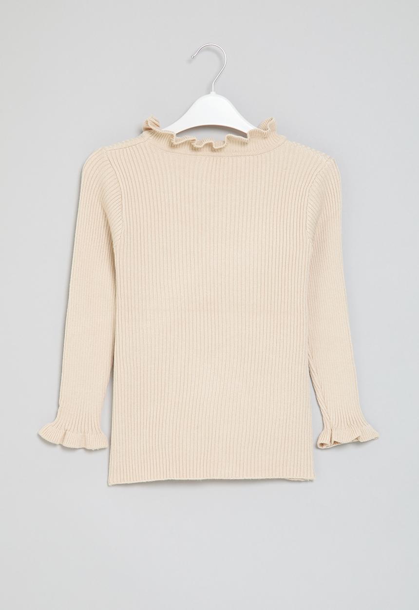 Pop Candy - Frilled poloneck - beige