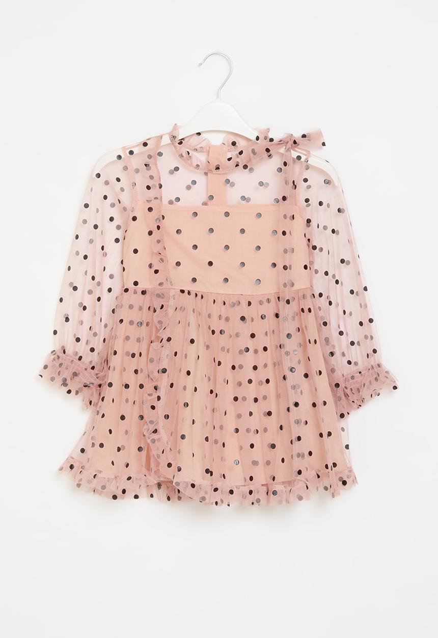 Pop Candy - Polka dot occasion dress - black & pink