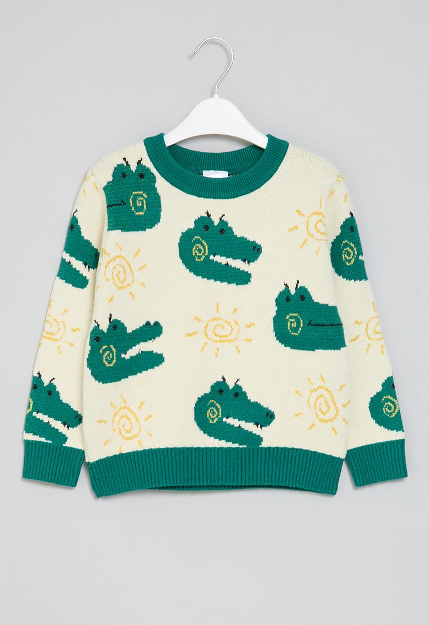 Pop Candy - Printed knit jersey - ecru & green