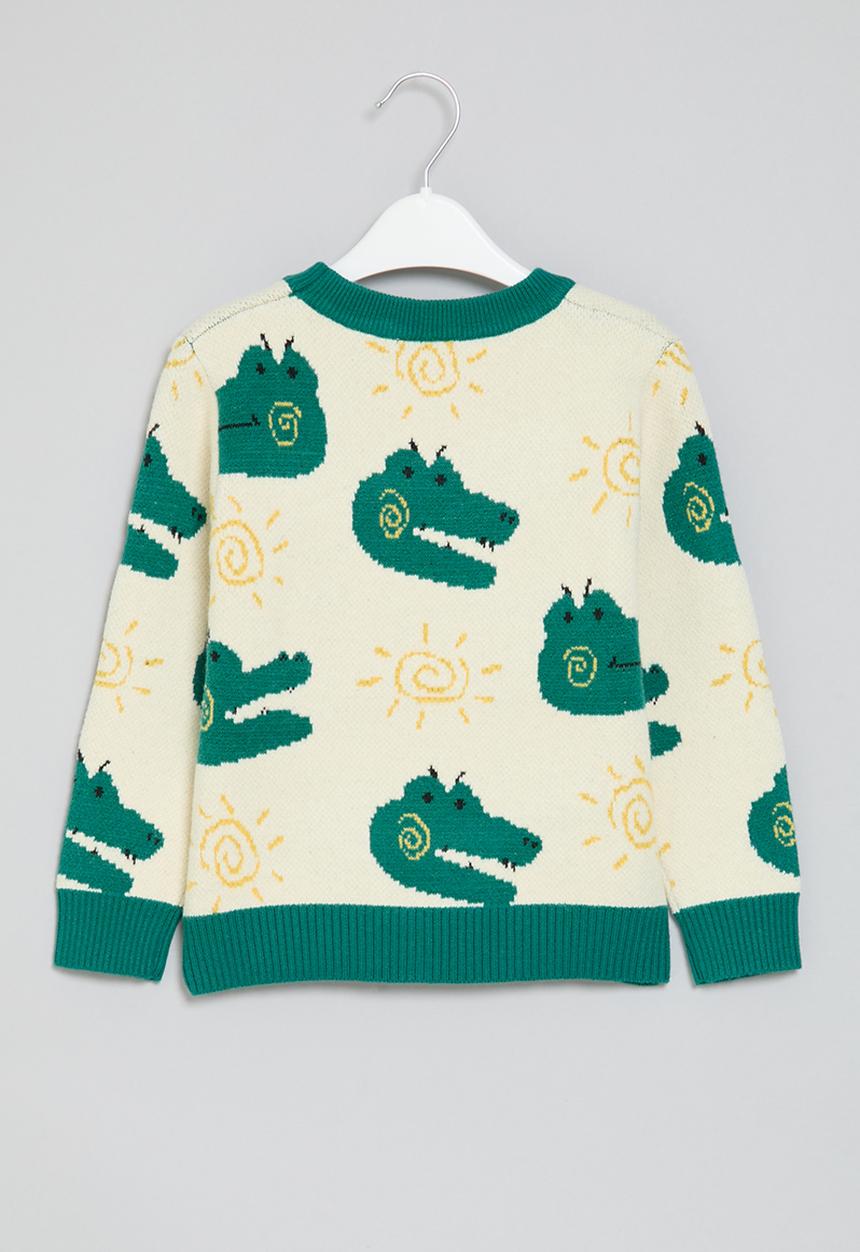 Pop Candy - Printed knit jersey - ecru & green