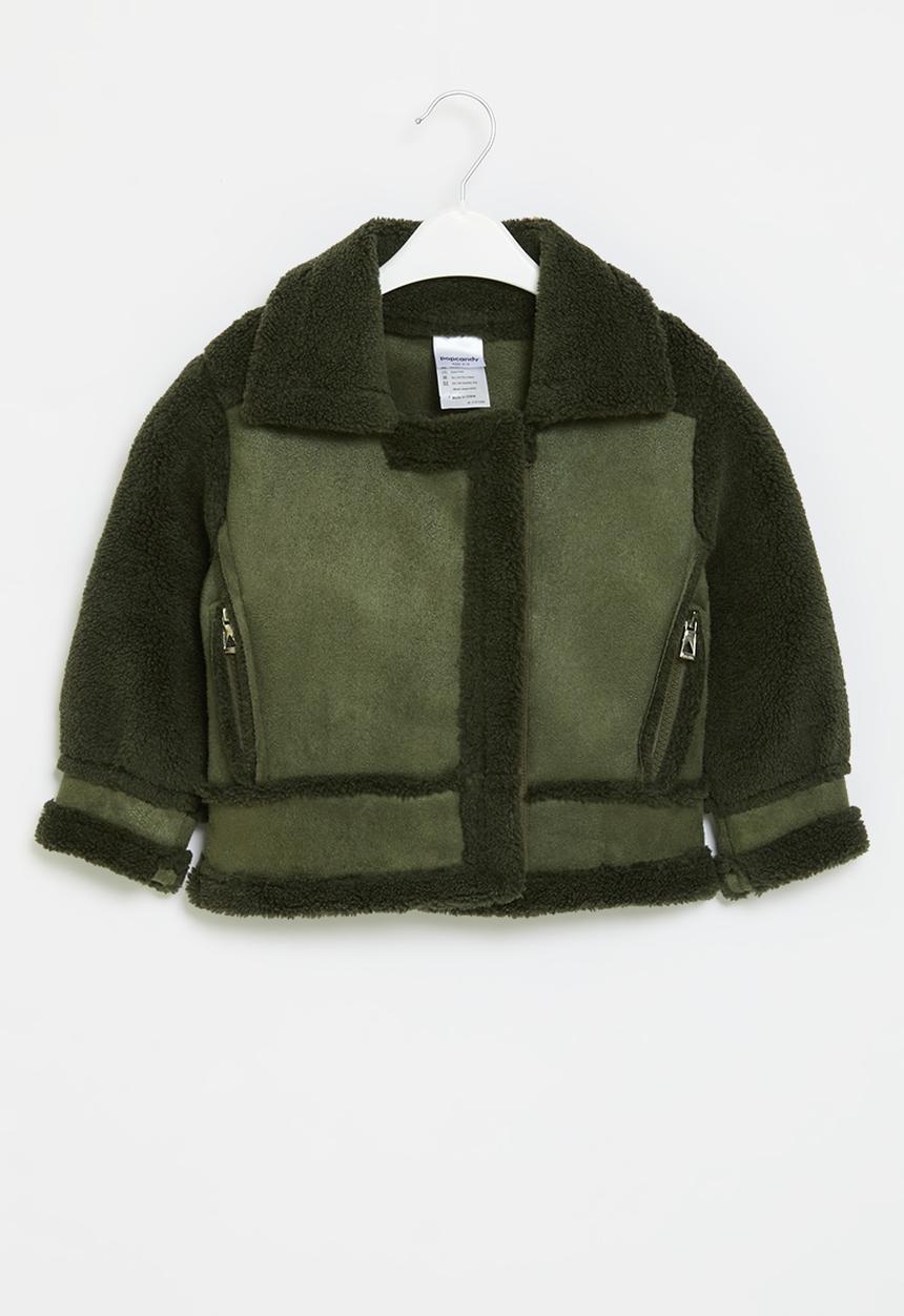 Pop Candy - Faux suede shirling jacket - green