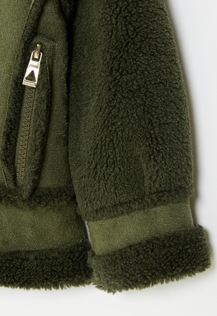 Pop Candy - Faux suede shirling jacket - green