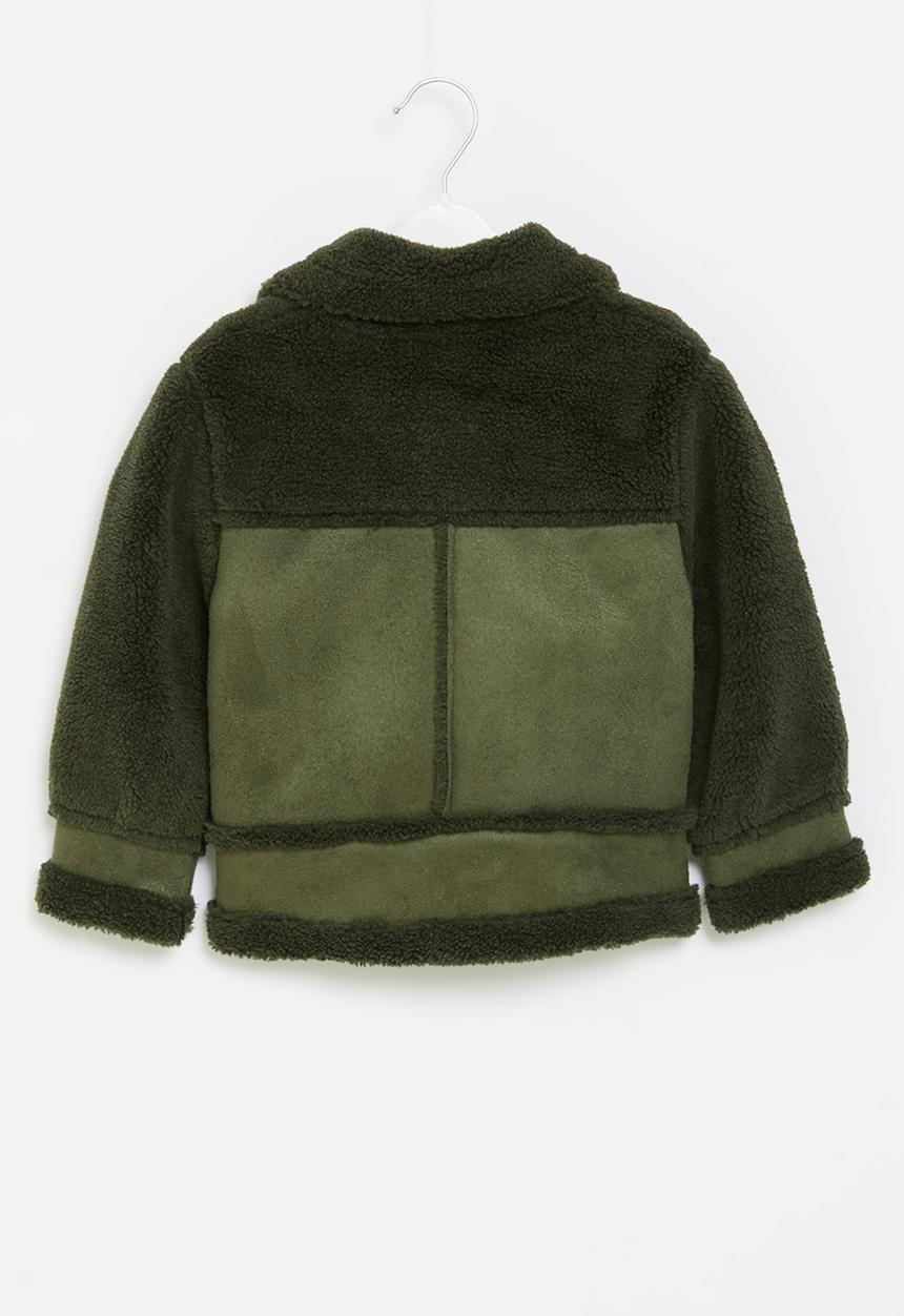 Pop Candy - Faux suede shirling jacket - green