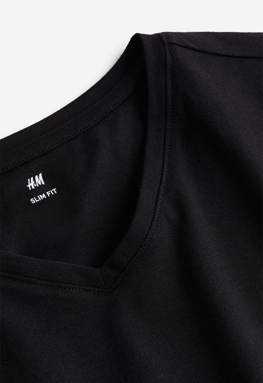 H&M - Slim fit v-neck t-shirt - black