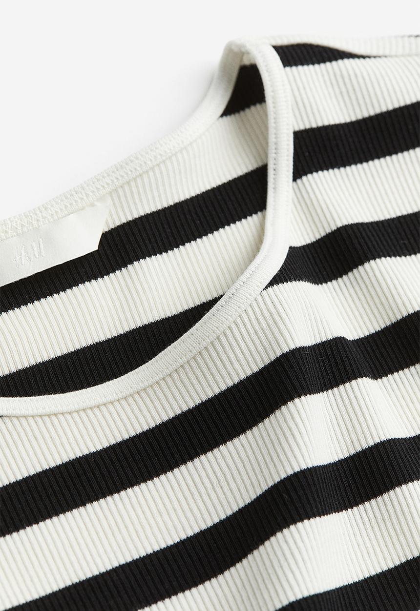 H&M - Ribbed t-shirt - white & black striped 