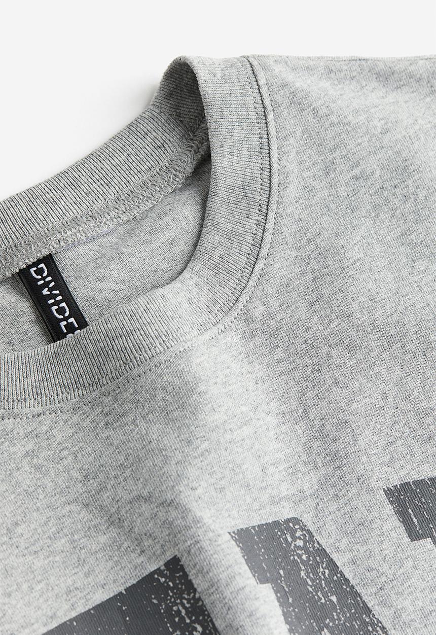 H&M - Oversized printed t-shirt - light grey marl team