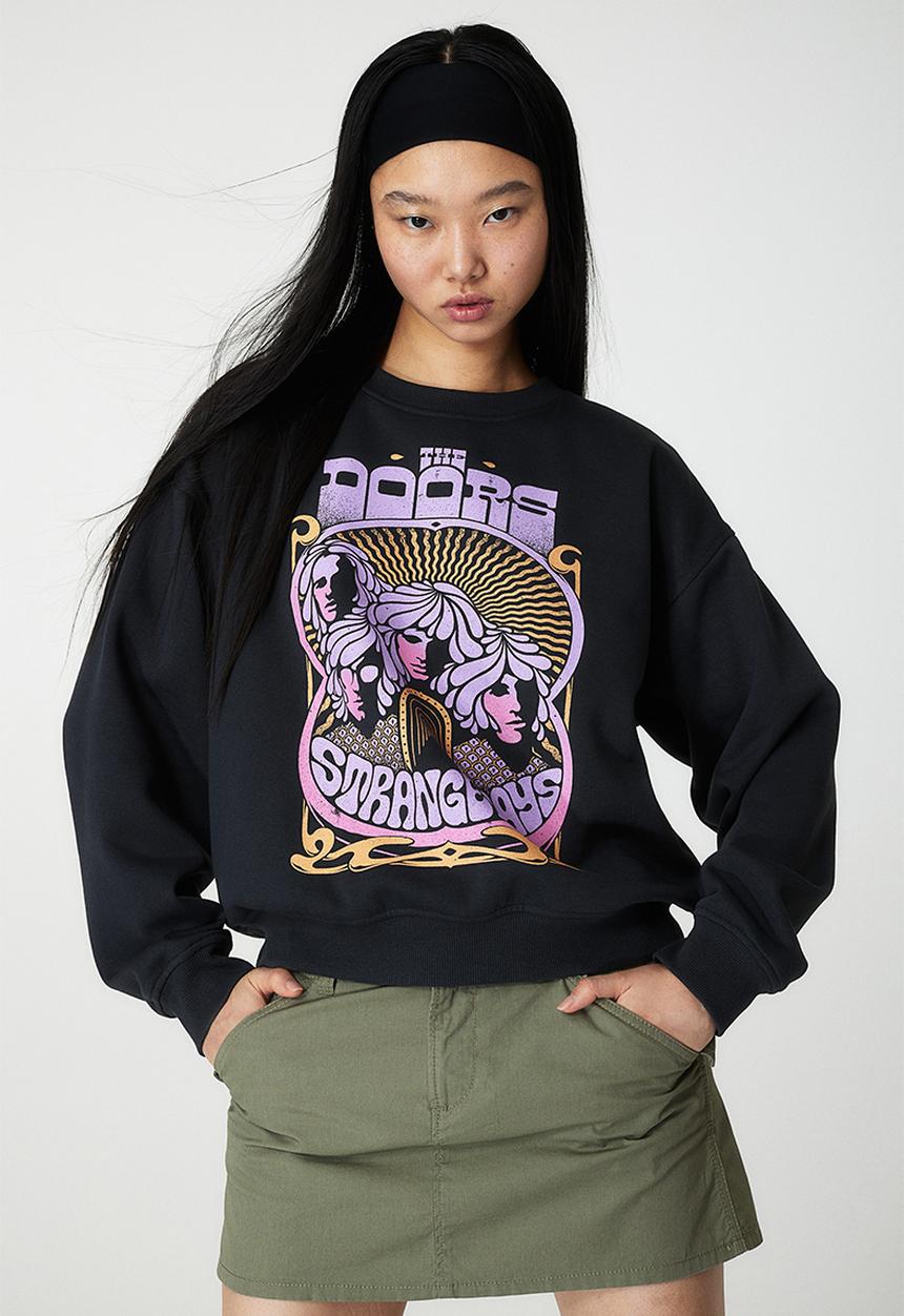 H&M - Printed sweatshirt - dark grey the doors
