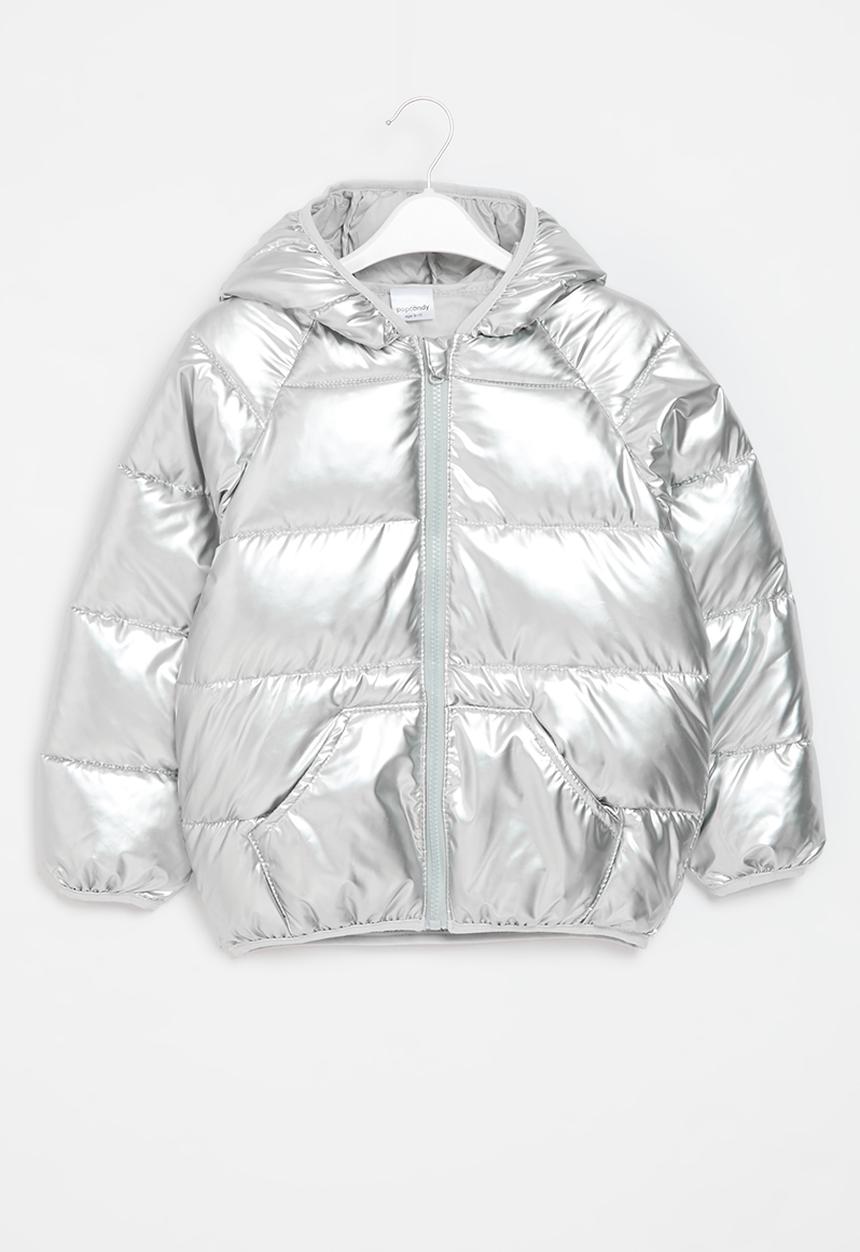 Pop Candy - Metallic hooded puffer jacket - silver