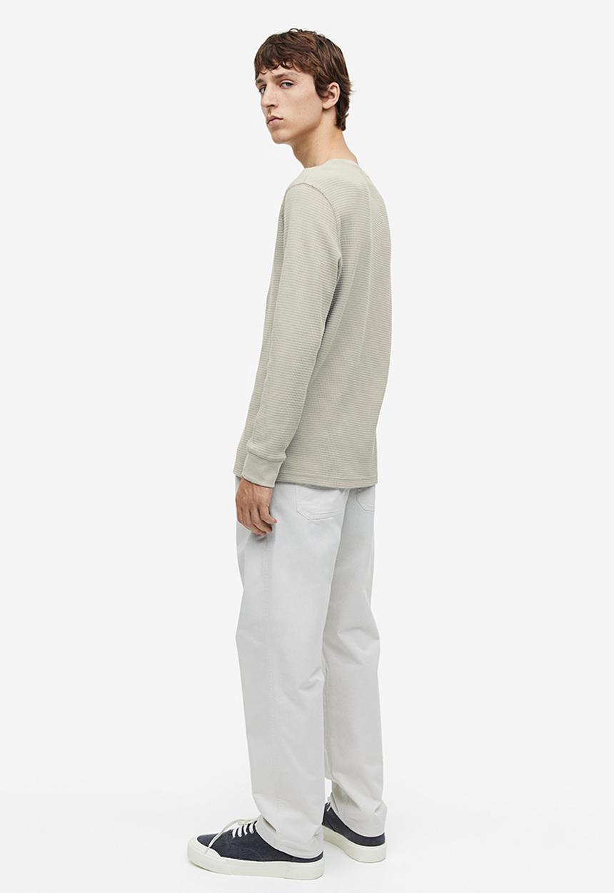 H&M - Slim fit waffled jersey top - beige