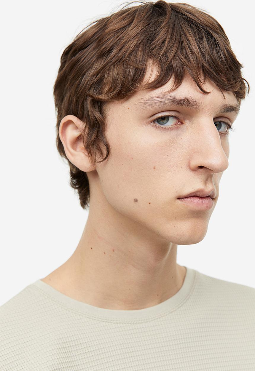 H&M - Slim fit waffled jersey top - beige