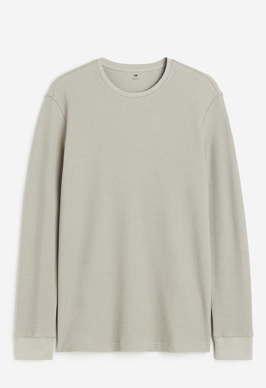 H&M - Slim fit waffled jersey top - beige