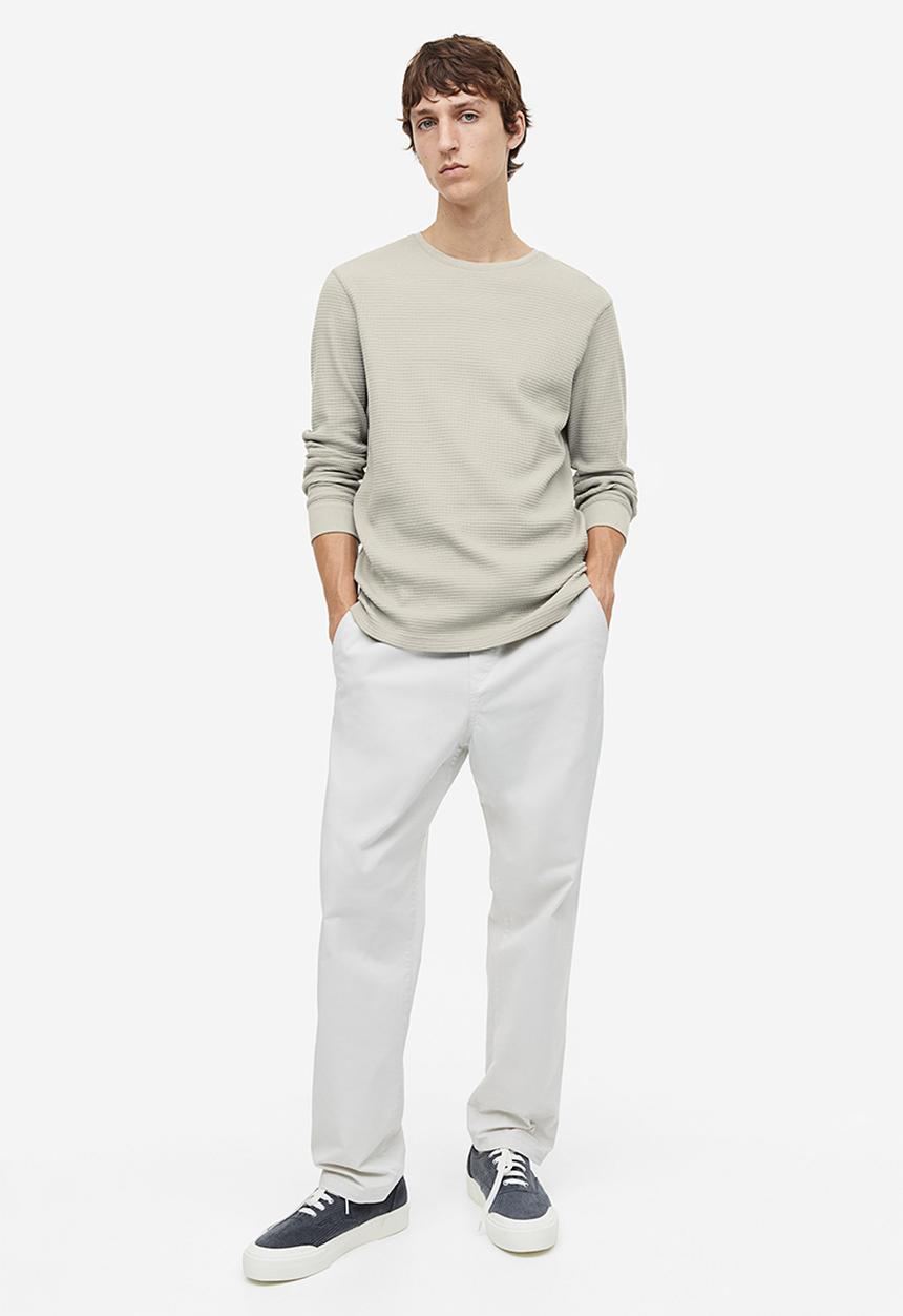 H&M - Slim fit waffled jersey top - beige