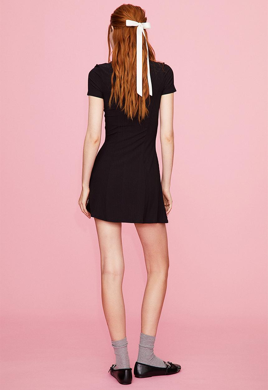 H&M - Ribbed collared dress - black