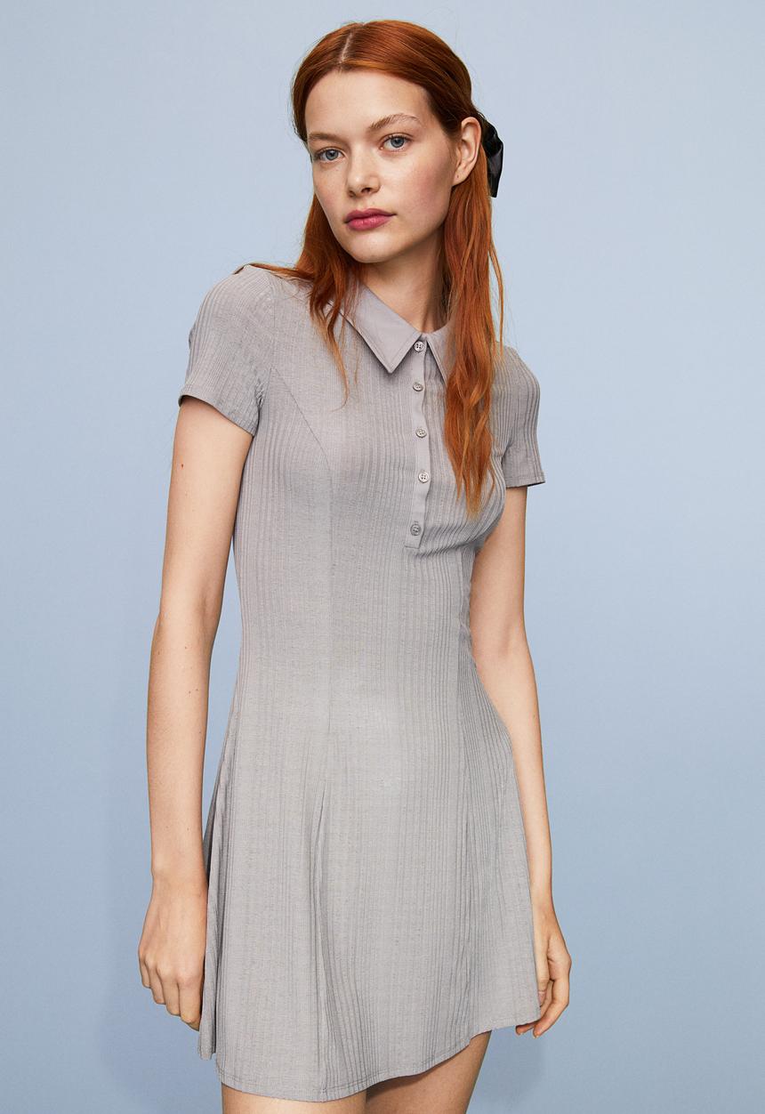 H&M - Ribbed collared dress - grey