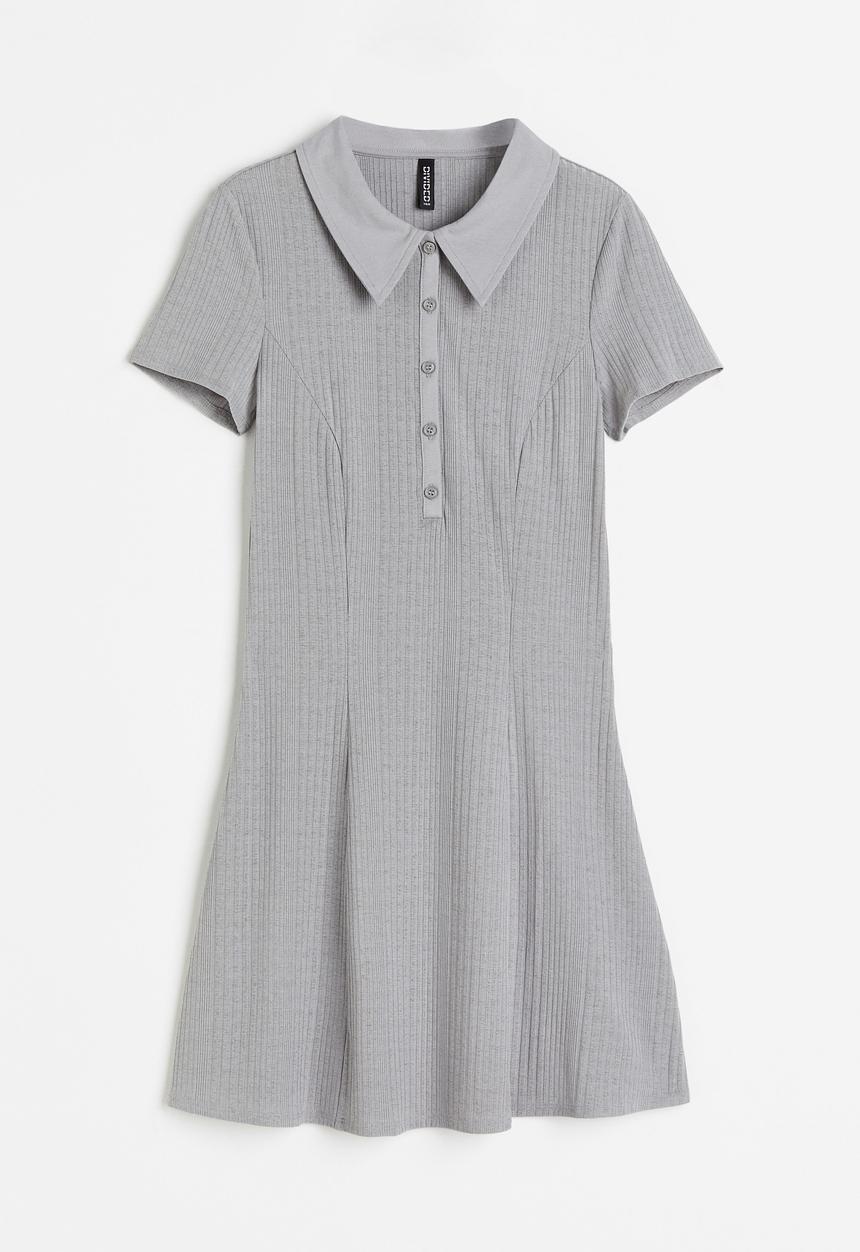 H&M - Ribbed collared dress - grey