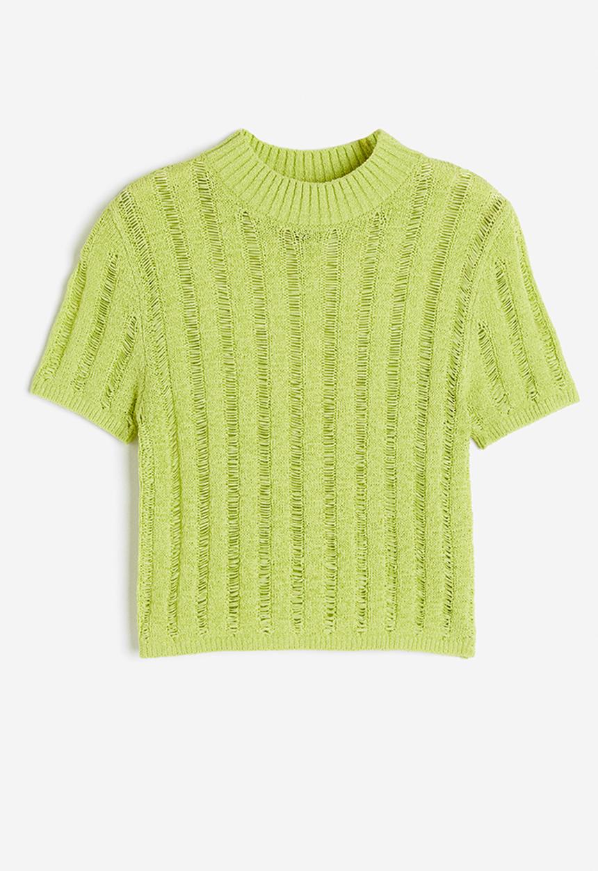 H&M - Ladder-stitch-look knitted top - lime green