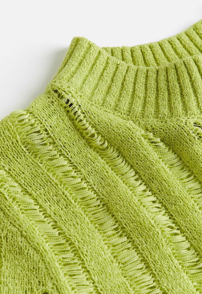 H&M - Ladder-stitch-look knitted top - lime green