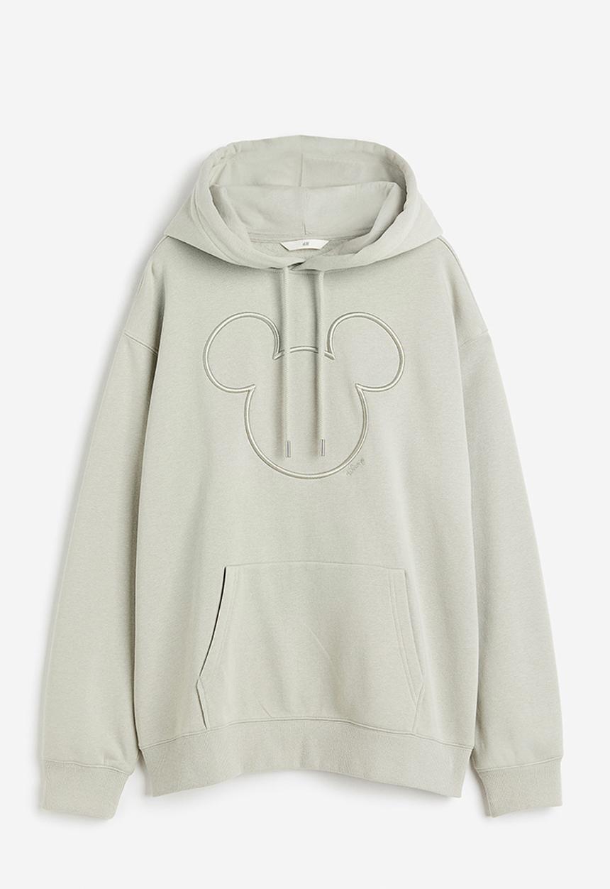 H&M - Motif-front hoodie - green