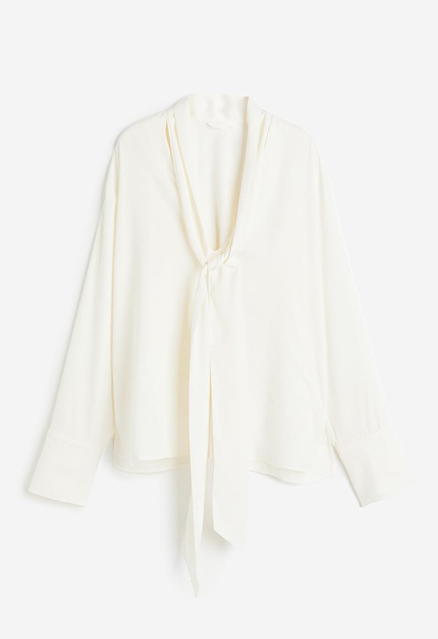 H&M - Tie-detail blouse - white