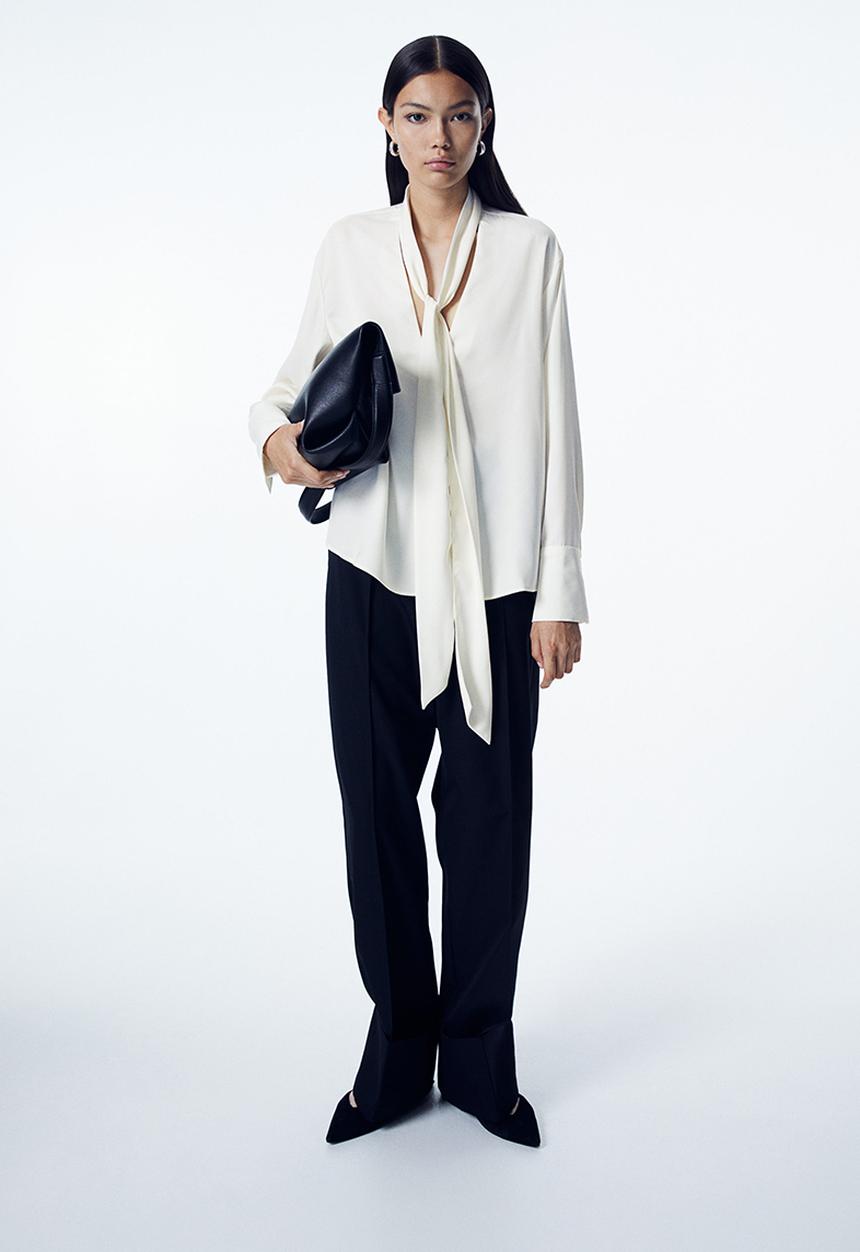 H&M - Tie-detail blouse - white