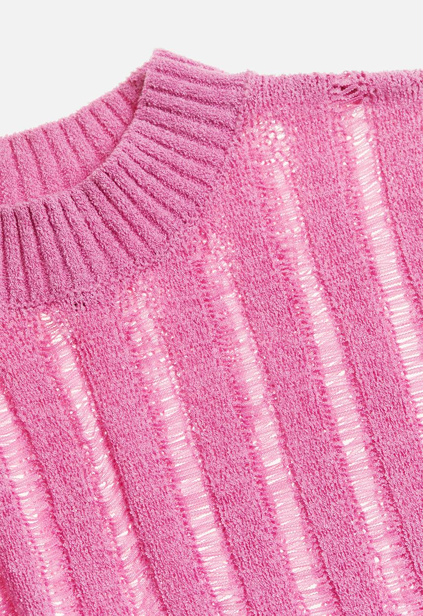 H&M - Ladder-stitch-look knitted top - pink