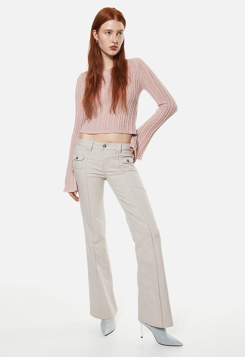 H&M - Flared cargo trousers - light beige
