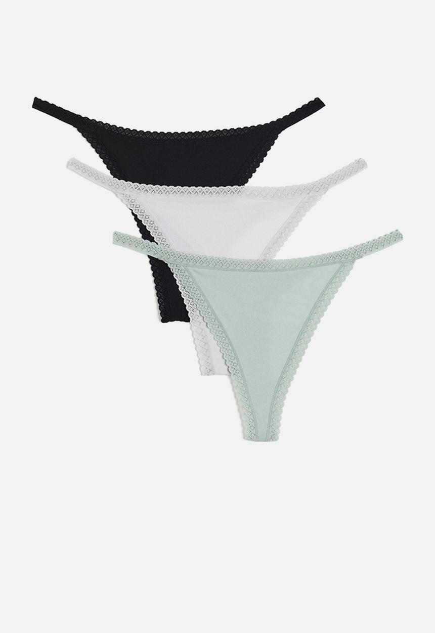 H&M - 3-pack microfibre thong briefs - multi