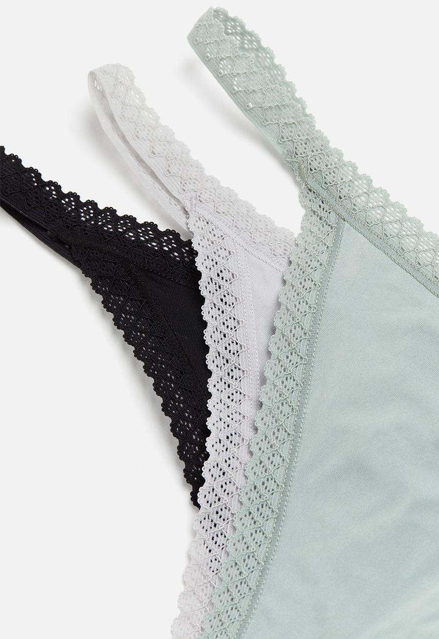 H&M - 3-pack microfibre thong briefs - multi