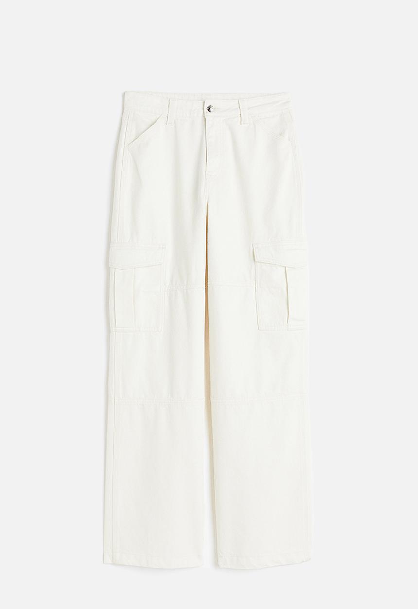 H&M - Denim cargo trousers - cream