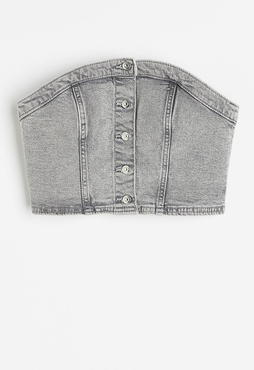 H&M - Denim bustier top - light grey