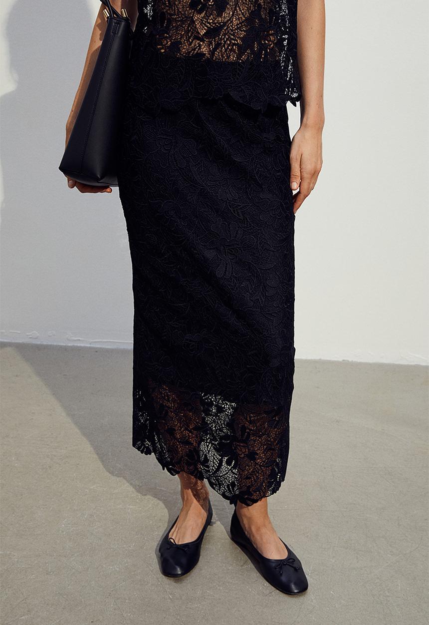 H&M - Lace skirt - black