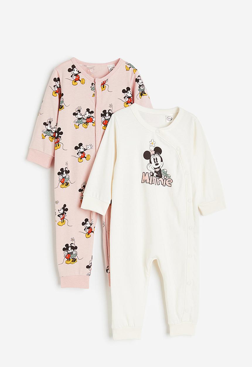 H&M - 2-pack printed pyjamas - pink,white,multi