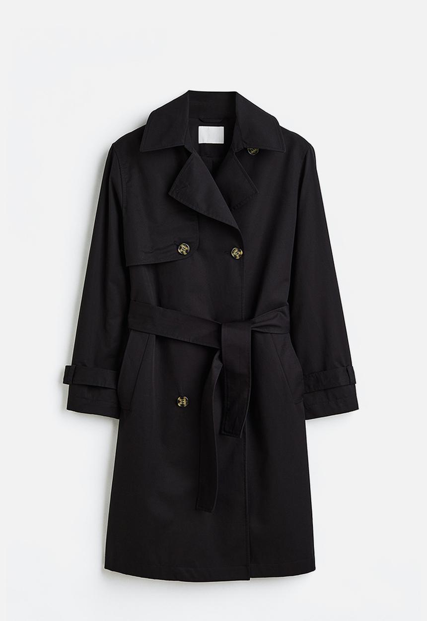 H&M - Double-breasted trenchcoat - black