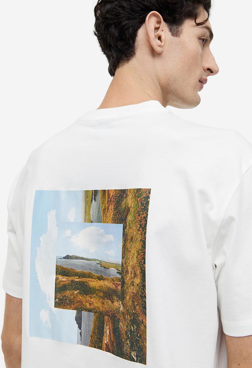 H&M - Relaxed fit printed t-shirt - white, multi