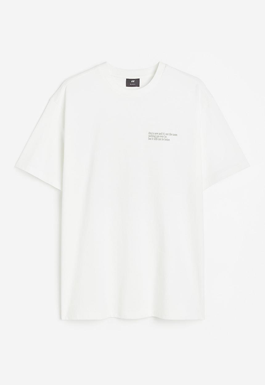 H&M - Relaxed fit printed t-shirt - white, multi